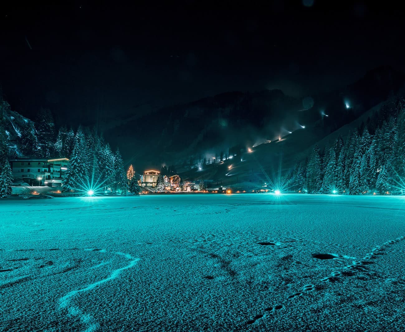 Beleuchteter Ort Zauchensee