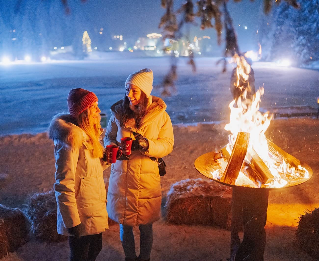 Aufwärmen an der Feuerstelle