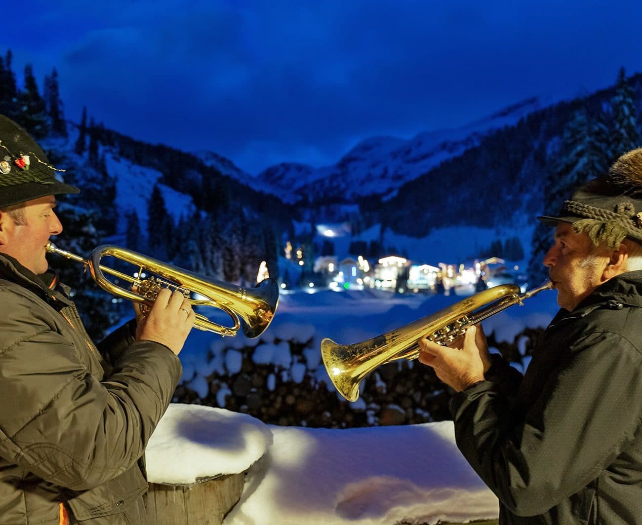 Hornbläser bei der Räucher.Kraft-Veranstaltung in Zauchensee